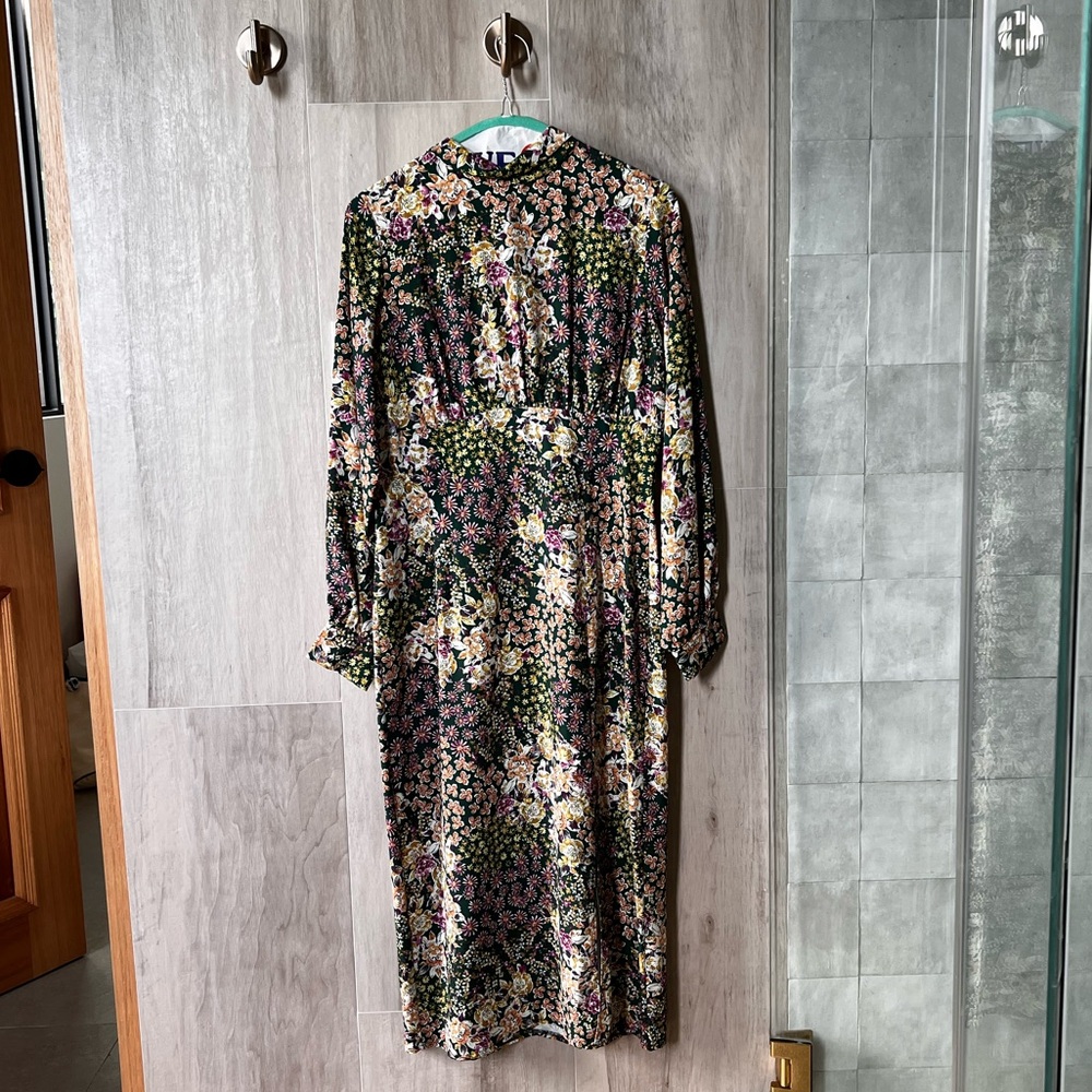 Never Fully Dressed - long sleeve mock neck floral midi dress